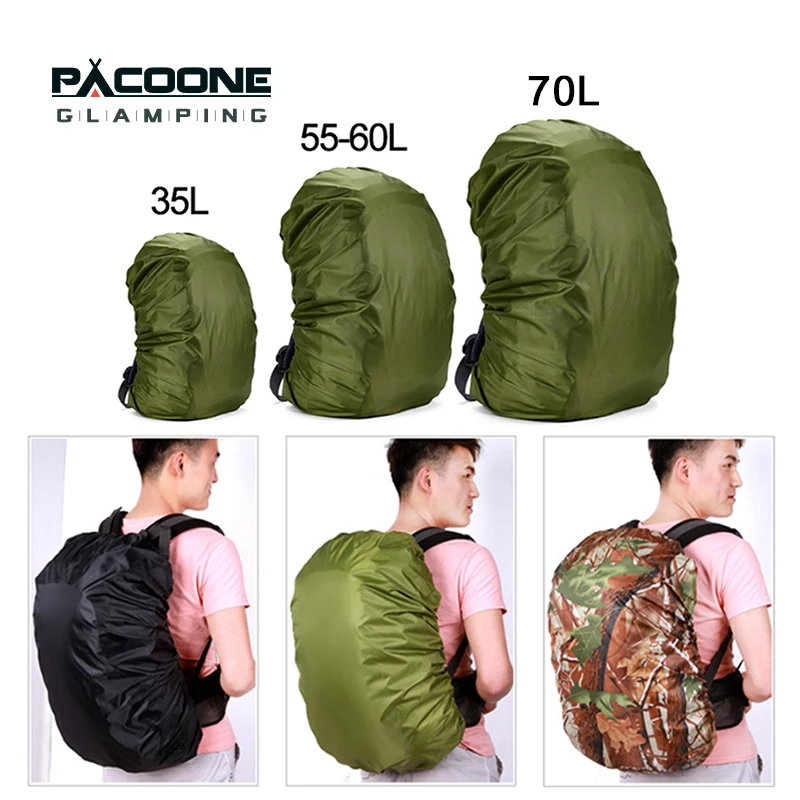 PACOONE 35-70L Backpack Rain Cover Outdoor Hiking Climbing Bag Cover Waterproof Rain Cover For Backpack Camping