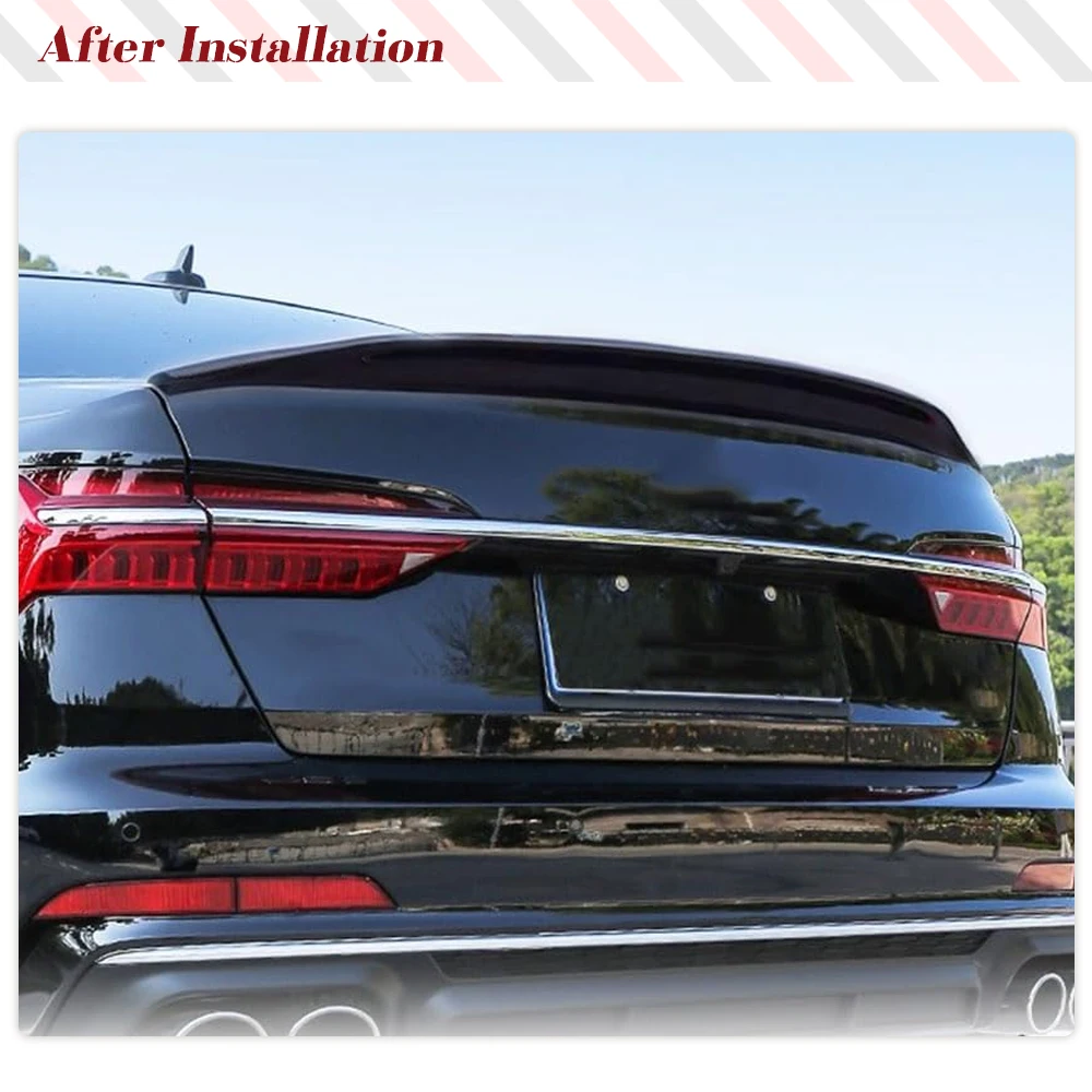 Фото Spoiler samochodowy do bagażnika Audi A6 C8 Base & Sline S6 Sedan 2019-2022 Spoiler z włókna węglowego Spoiler tylnego skrzydła HighKick Lip №2