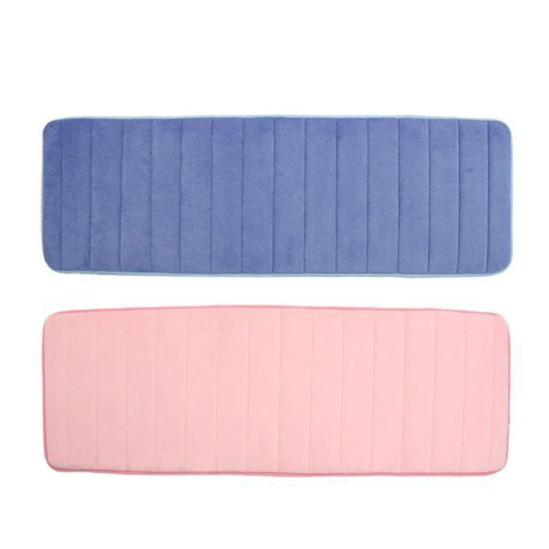

JHD-2 Pcs 120X40cm Absorbent Nonslip Memory Foam Kitchen Bedroom Door Floor Mat Rug Carpet, Dark Blue & Pink