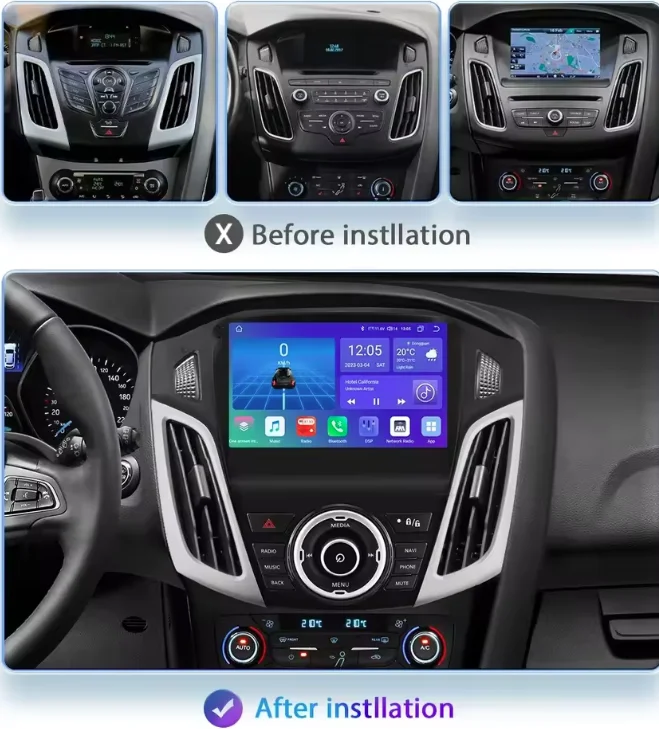 Фото 9-дюймовый для Ford Focus 2012-2018 Android 13.0 6 ГБ + 128 ГБ Автомобильный GPS-навигатор Мультимедийный плеер Радиомагнитофонный рекордер Головное устройство Carplay №1