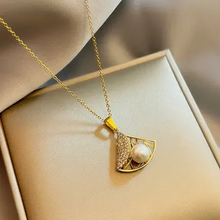 Элегантное 3D веерообразное ожерелье женская цепочка на ключицы с микроцирконием