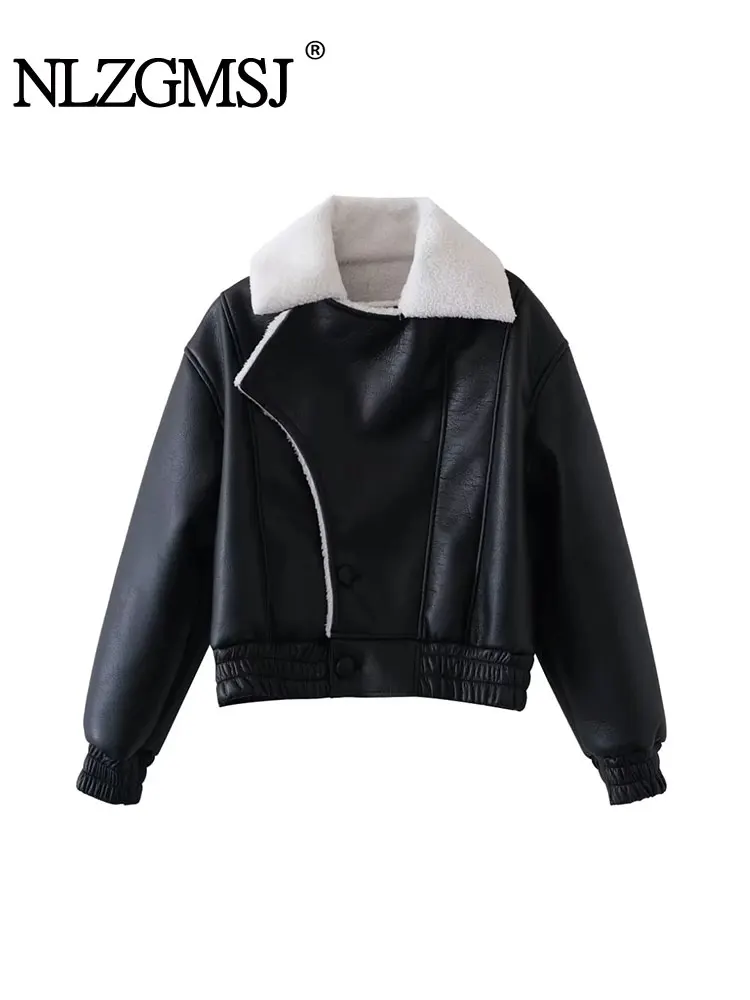 

Куртка женская зимняя из искусственной овчины, с длинным рукавом