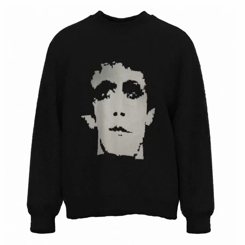 

High Quality New Fasion Black ERD Sweater Men WomenThe Same Kind 1:1 Sweaters Jacquard Portrait Knit Sweatshirts