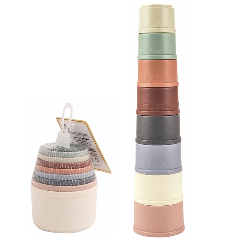 

8Pcs/Set Baby Stacking Cup Toys Colorful Infants Toddlers Bath Toys Stack Tower Early Educational Baby Birth Montessori Toys Cup