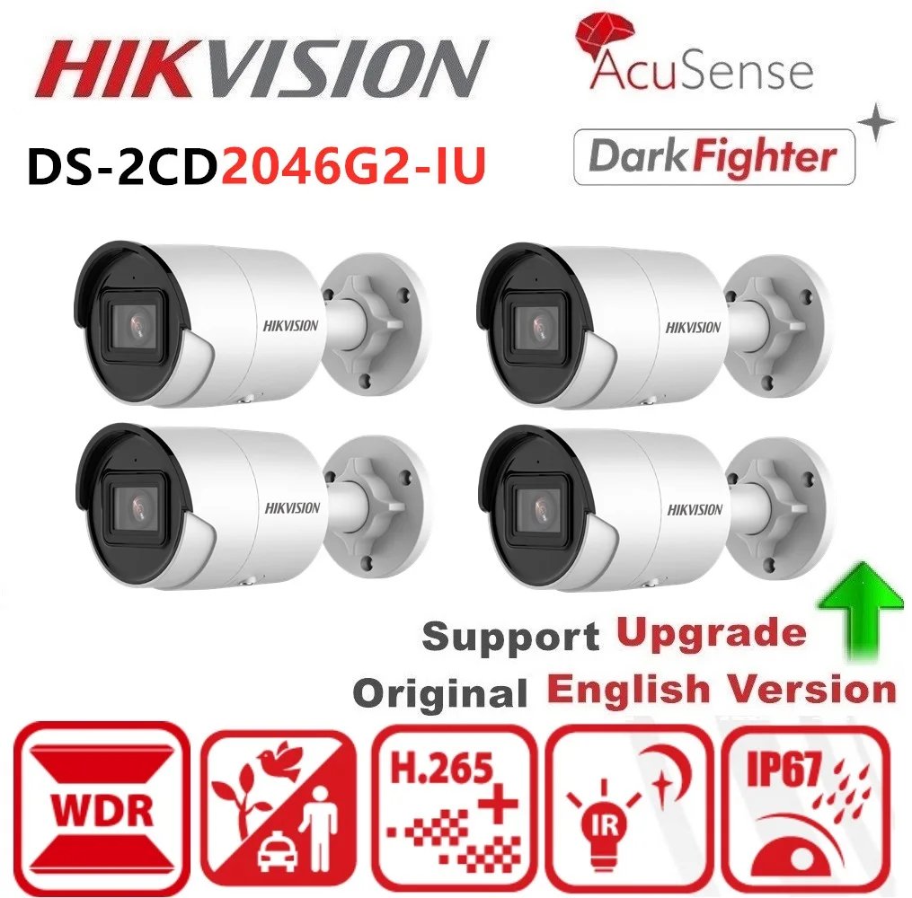 

Hikvision, видеонаблюдение 4 МП, AcuSense, сетевое видеонаблюдение, IP DS-2CD2046G2-IU IR 40M POE Mic WDR, технология DarkFighter