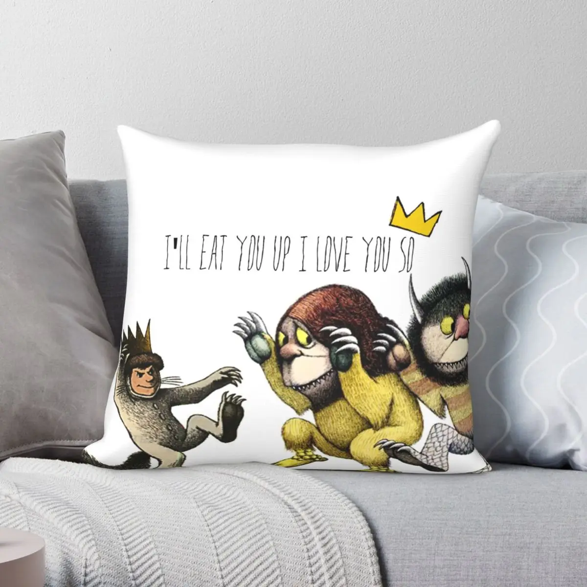 

Where The Wild Things Are Square Pillowcase Polyester Linen Velvet Printed Zip Decor Throw Pillow Case Room Cushion Case 18"