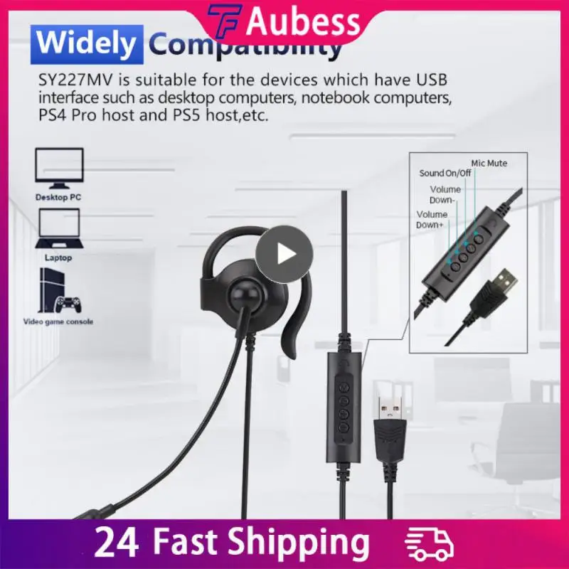 

3.5mm Centre/traffic/computer Earphone For Clear Call In The Call Center Single Side Wired Office Headset Usb Wire Control