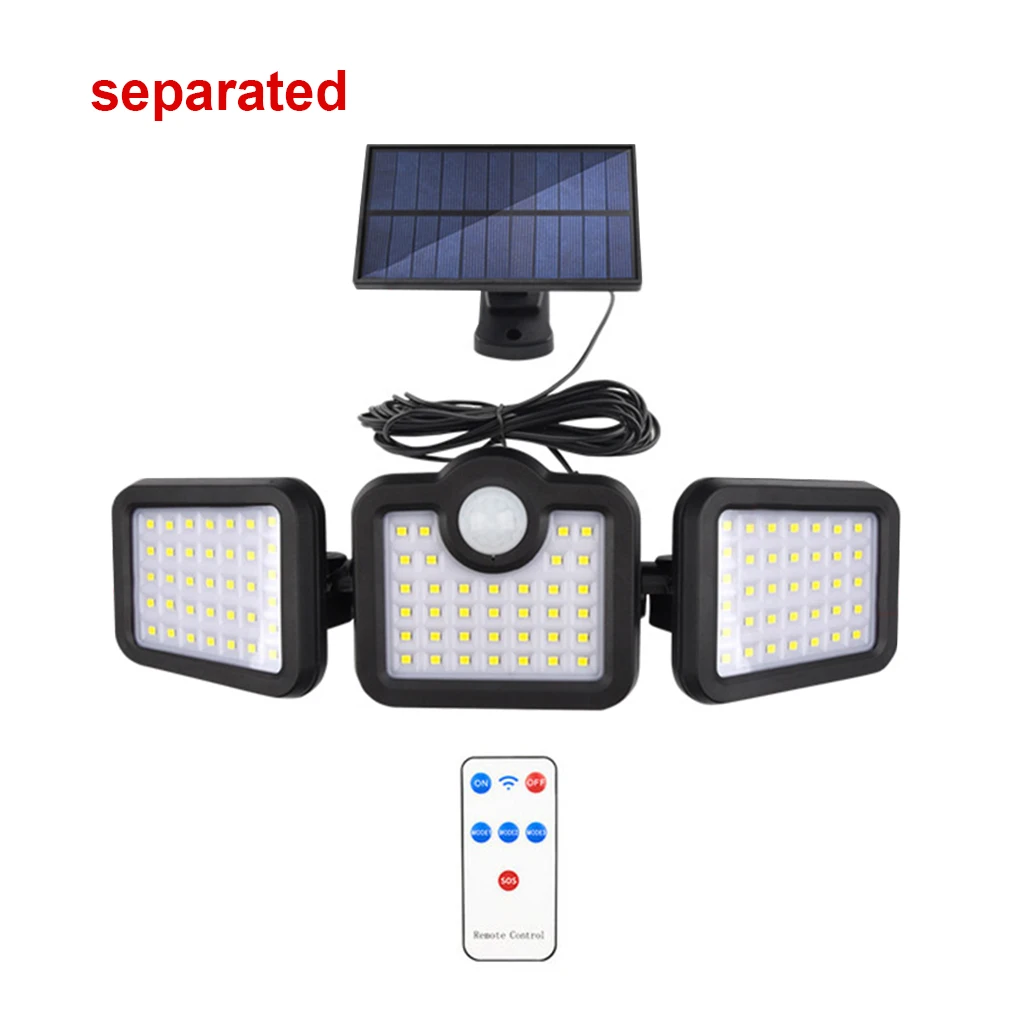 

Pathway Light Solar Power 3 Heads Outdoor Wall Light Adjustable IP65 Waterproof Garden Lamp, 108/122/138/171COB