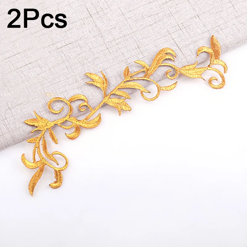 1 пара золотых и серебряных вышитых нашивок Цветочная аппликация железная