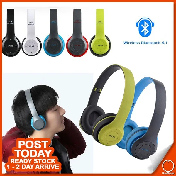 

Bluetooth 4.1 P47 Headphone Wireless Headset Earphone Mobile Head Phone Radio Aux Cable Fon Kepala Tanpa Wayar