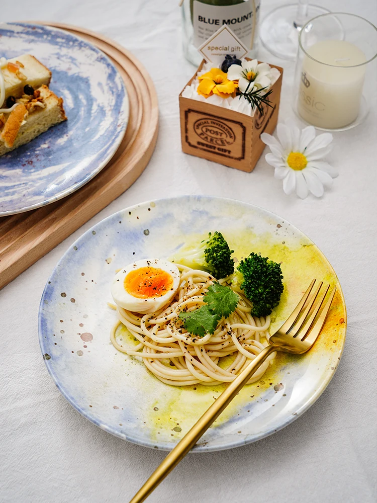 

Nordic Style Starry Sky Plate Home Dining Plate Creative Plate Fruit Plate Light Luxury Creative Ceramic Western Food Plate