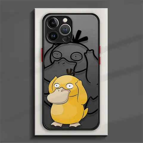 Чехол для телефона с мультяшным принтом Psyduck для iPhone 15 14 11 Pro Max 13 12 Mini XR X SE 7 8 6 6S Plus, жесткий матовый защитный чехол, защитные чехлы