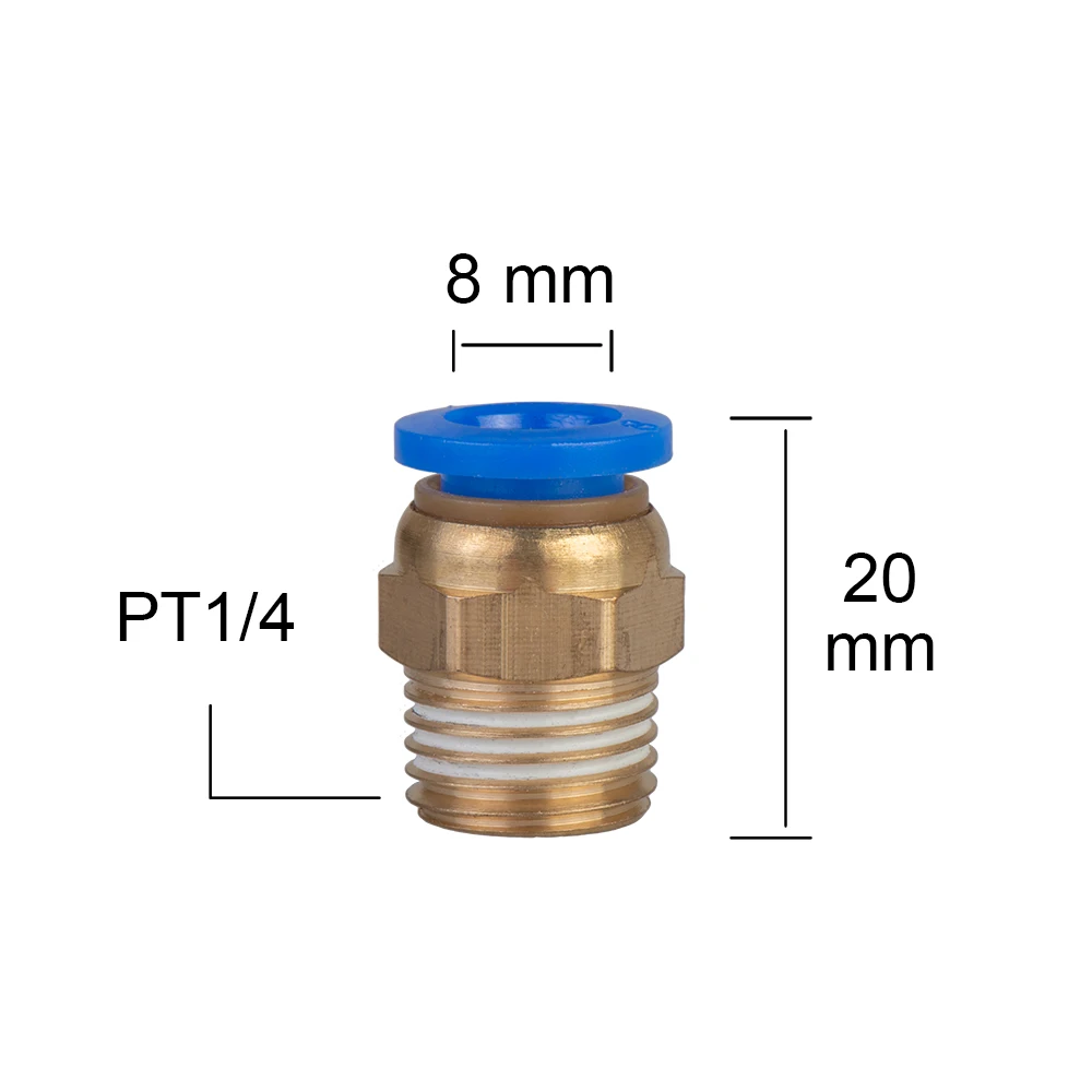

Шланговая трубка 8 мм 1/4 "BSP 1/2" 1/8 "наружная резьба Воздушная подвеска Соединитель воздушной трубы Быстроразъемное соединение Латунный фитинг ПК Воздушно-пневматический