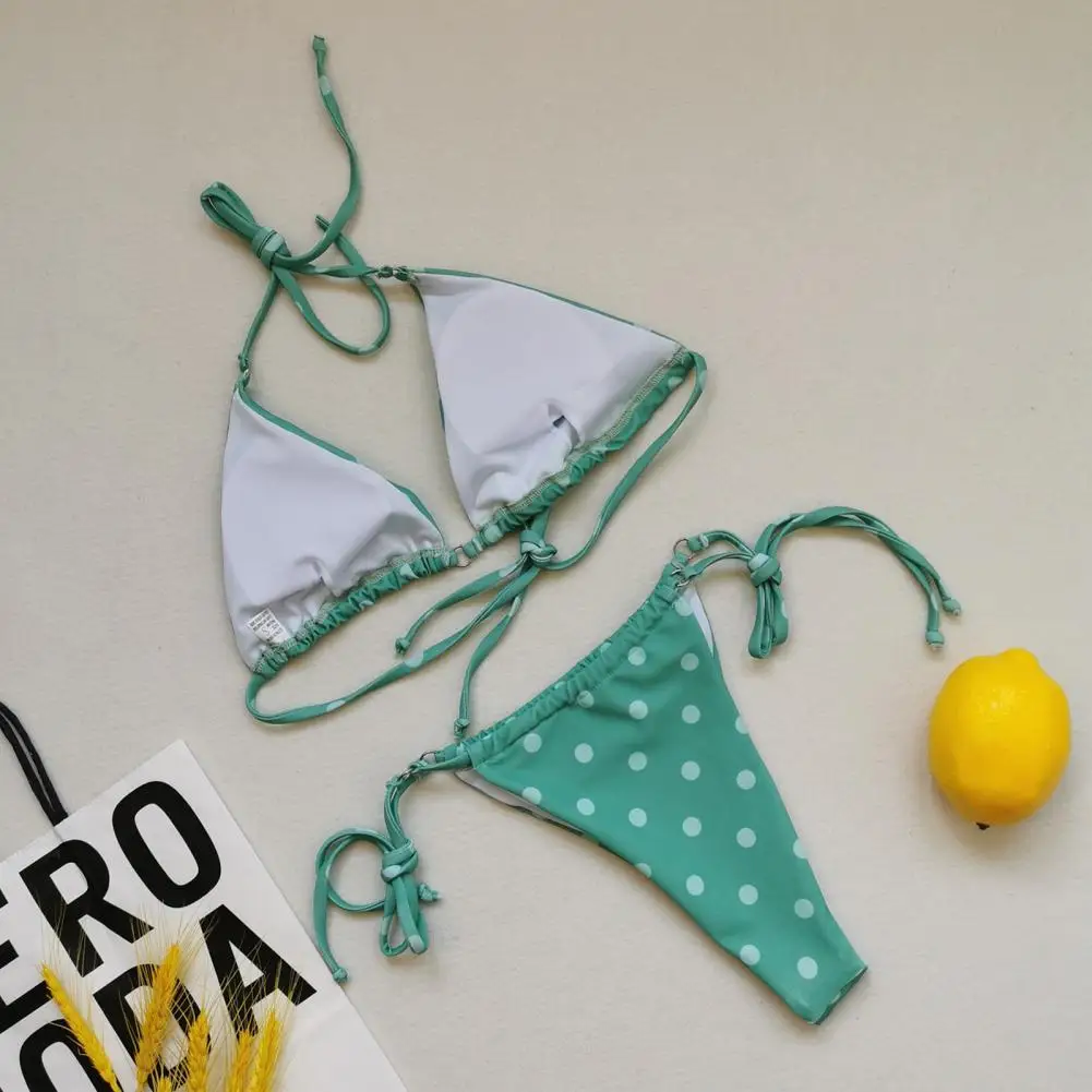 

2Pcs/Set Quality Bikini Set Floral Halter Swimsuit Solid Color Swimsuit