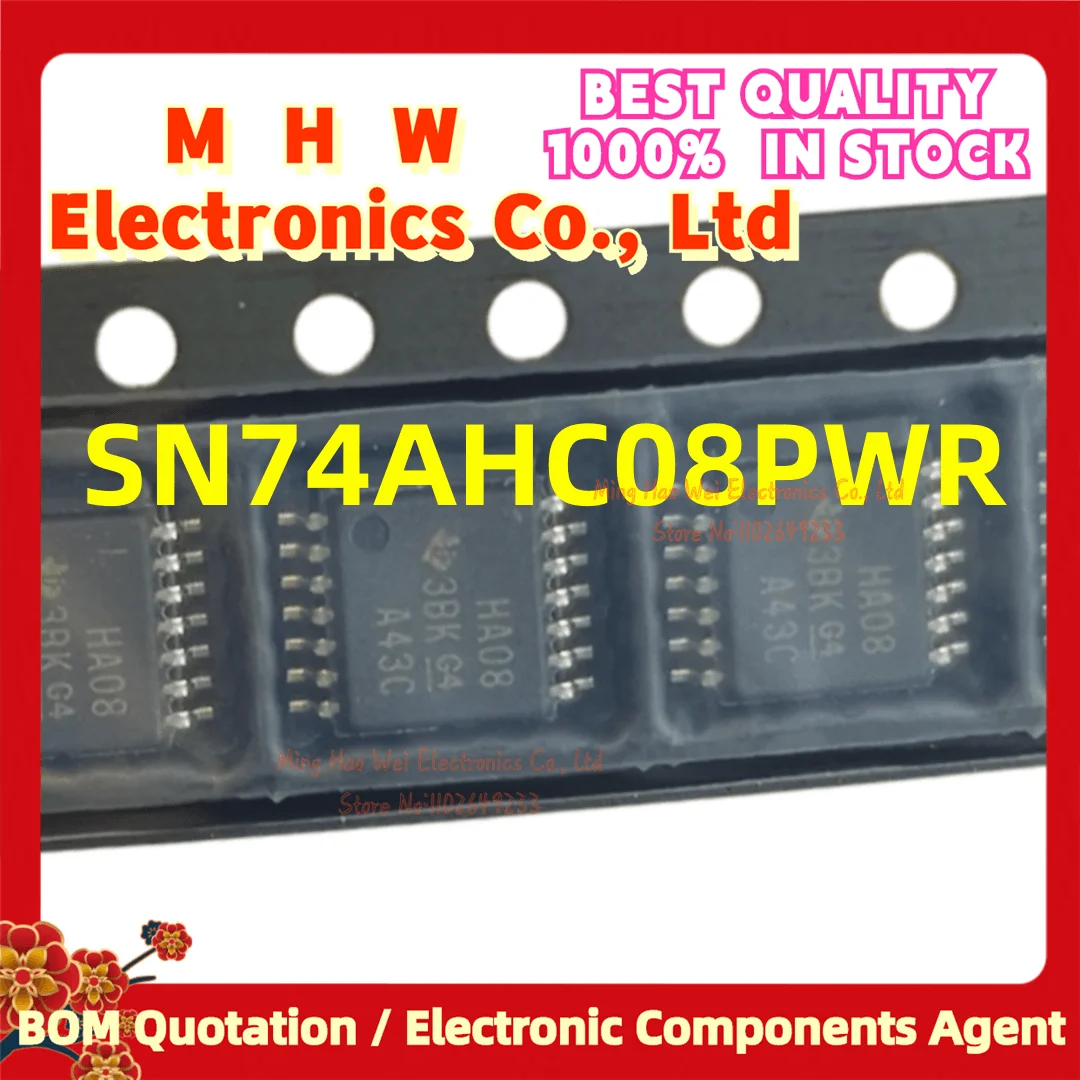 10 шт./партия. SN74AHC08PWR (TI TSSOP-14.Marking:HA08) новый качественный чип, оригинальный. SN74AHC08PW SN74AHC08 74AHC08
