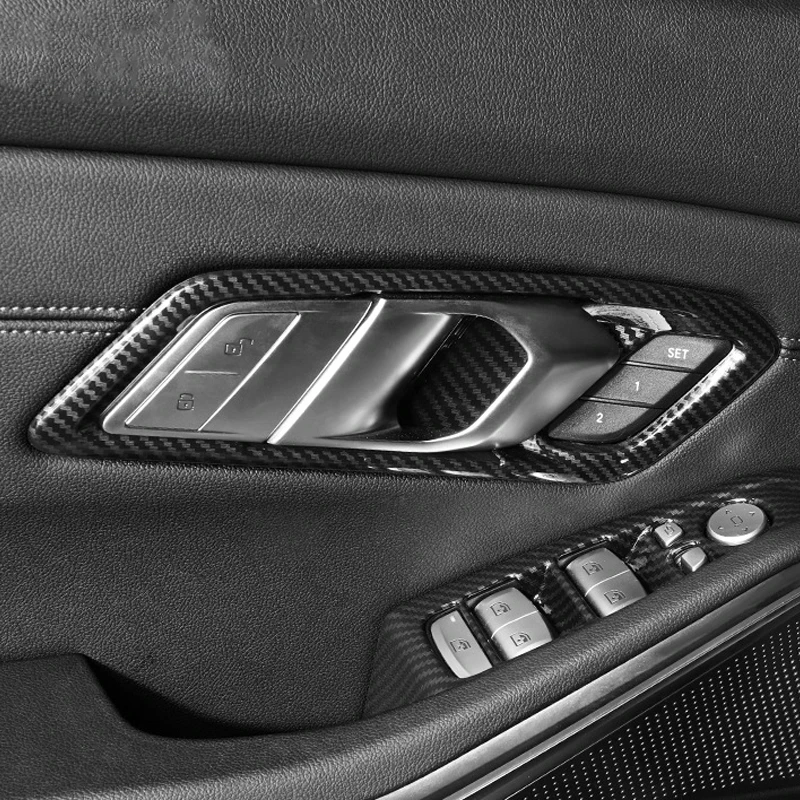 Фото Для BMW 3 серии i3 G20 G28 2020-2022 LHD ABS серебристая внутренняя дверная ручка автомобиля, накладка на рамку, защитная крышка, аксессуары №5