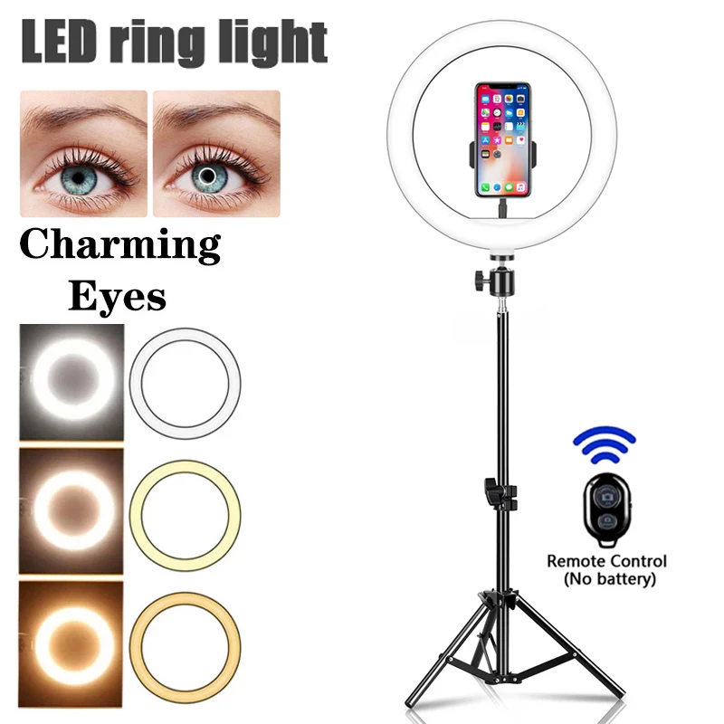 

26cm LED Selfie Ring Lighting Photographic Led Selfie Ring Lamp USB Remote Fill light For Tiktok Youtube Video Live With Tripod