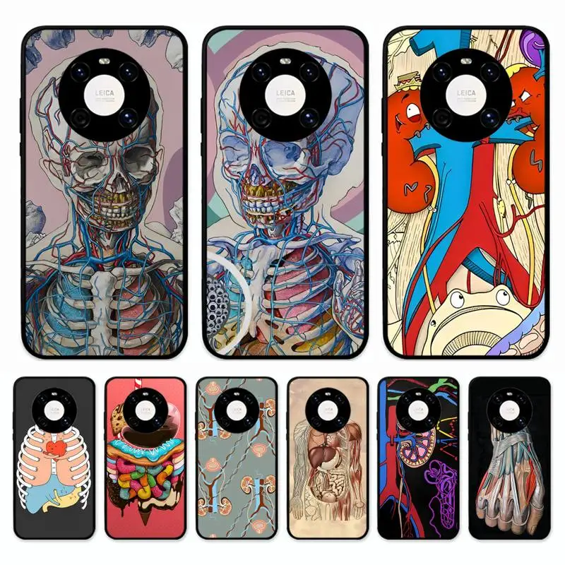 

Human Organs Brain Meridian Kidney Phone Case for Huawei Mate 20 10 9 40 30 lite pro X Nova 2 3i 7se