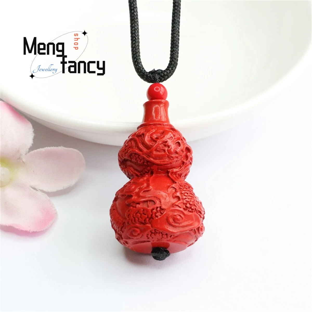 

Natural Cinnabar Three-dimensional Dragon Gourd Pendant Simple Generous Personality Retro Ethnic Style Men Women Mascot Jewelry