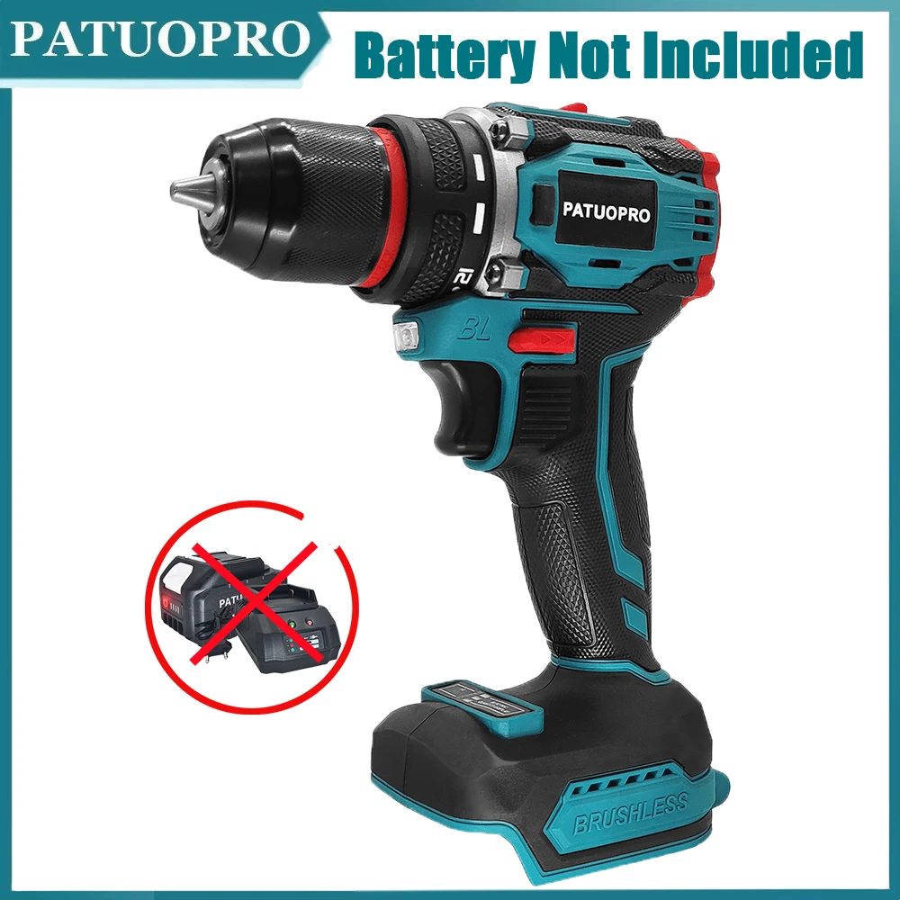 Бесщеточная аккумуляторная дрель PATUOPRO 10 мм, для батареи Makita 18 В