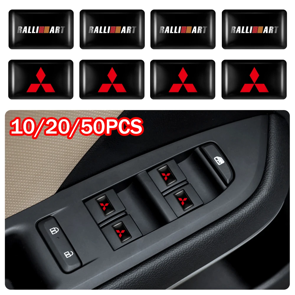 

10/20/50PCS 3D Epoxy Car Interior Steering Wheel Dashboard Decoration Sticker for Mitsubishi RALLIART Badge Lancer ASX Outlander