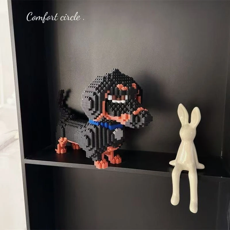 Фото 3D домашнее животное, милая собака таксы, микро-бриллиантовый строительный блок, обучающие мелкие частицы, интерактивное время игр, кирпичные игрушки, детские подарки №2