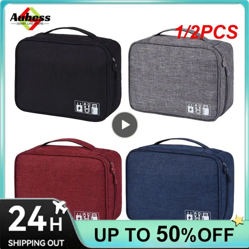 

1/2PCS Cable Storage Bag Waterproof Digital Electronic Organizer Portable USB Data Line Charger Plug Storage Bag Travel Cable