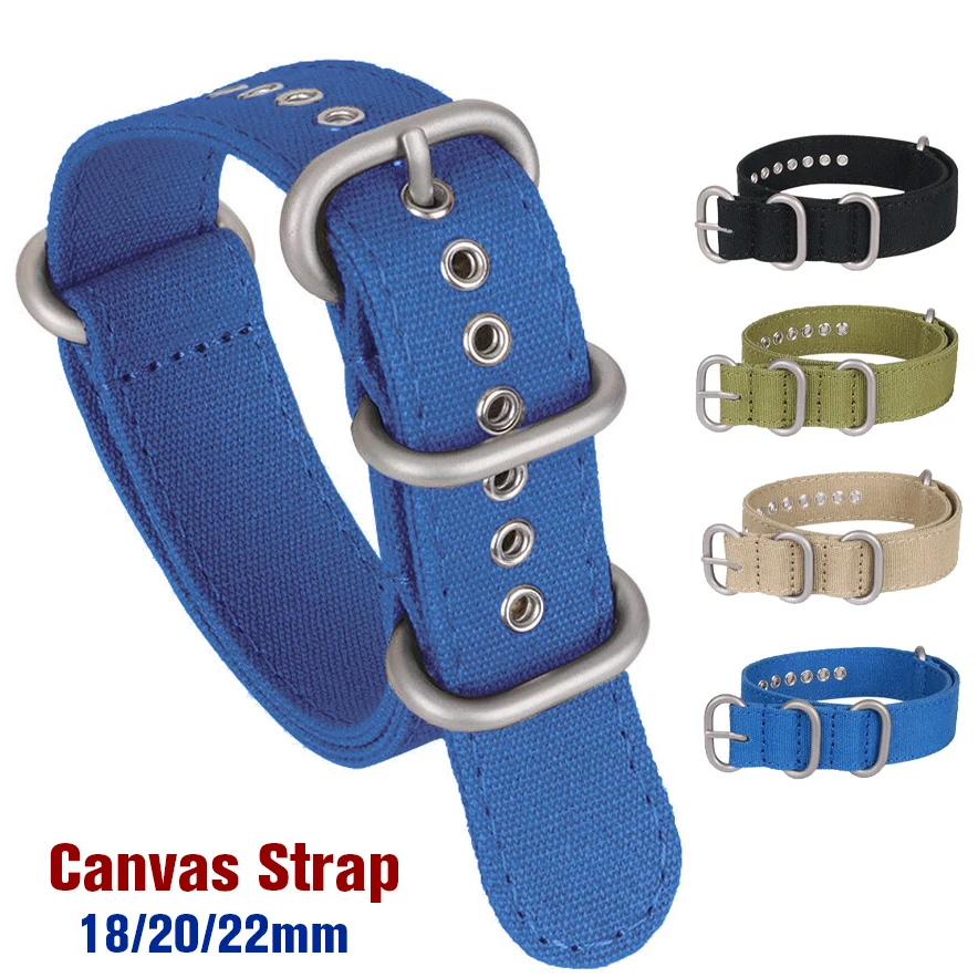 

Canvas Sport Nylon Strap 18 20 22mm Nylon Watchband Braid Fabric Bracelet Accessories for Military Watch Band Metal Ring Clasp