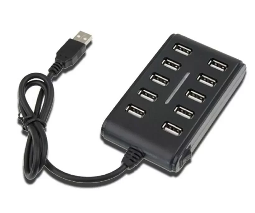 

10 Port Hi-Speed USB 2.0 Hub + Power Adapter for PC Laptop Computer mice keyboard External drives use USB HUB 2.0