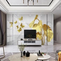 custom modern nordic three dimensional golden leaf jazz white marble background wall mural wallpaper for bedroom walls papel de