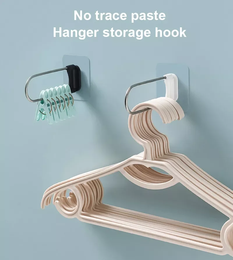 

2023NEW Type Hanger Hooks Self Adhesive Storage Hook Clothes Rack Drying Hanger Clothing & Wardrobe Storage Rack Bathroom To