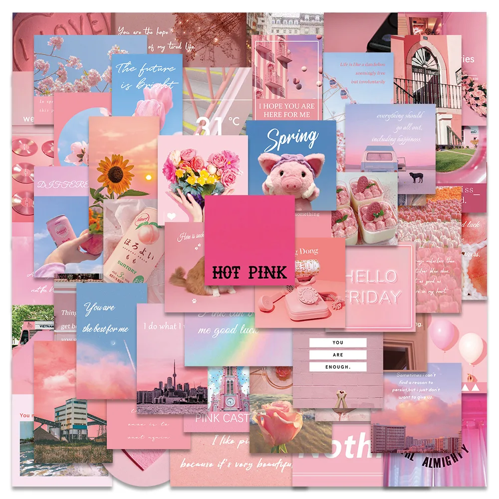 

10/30/50PCS Pink Y2K INS Style Girl Graffiti Stickers DIY Laptop Travel Case Phone Luggage Car Waterproof Cute Sticker Kid Gift