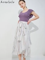2022 japanese summer new products fairy dizzy dyed flowers cool irregular elegant skirt women
