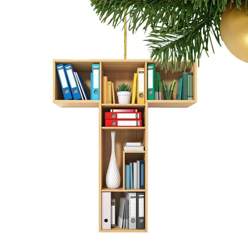 

Bookcase Hanging Tag Readers Christmas Tree Letter Bookcase Hanging Pendant Festival Bookshelf Decoration For Key Ring Wind