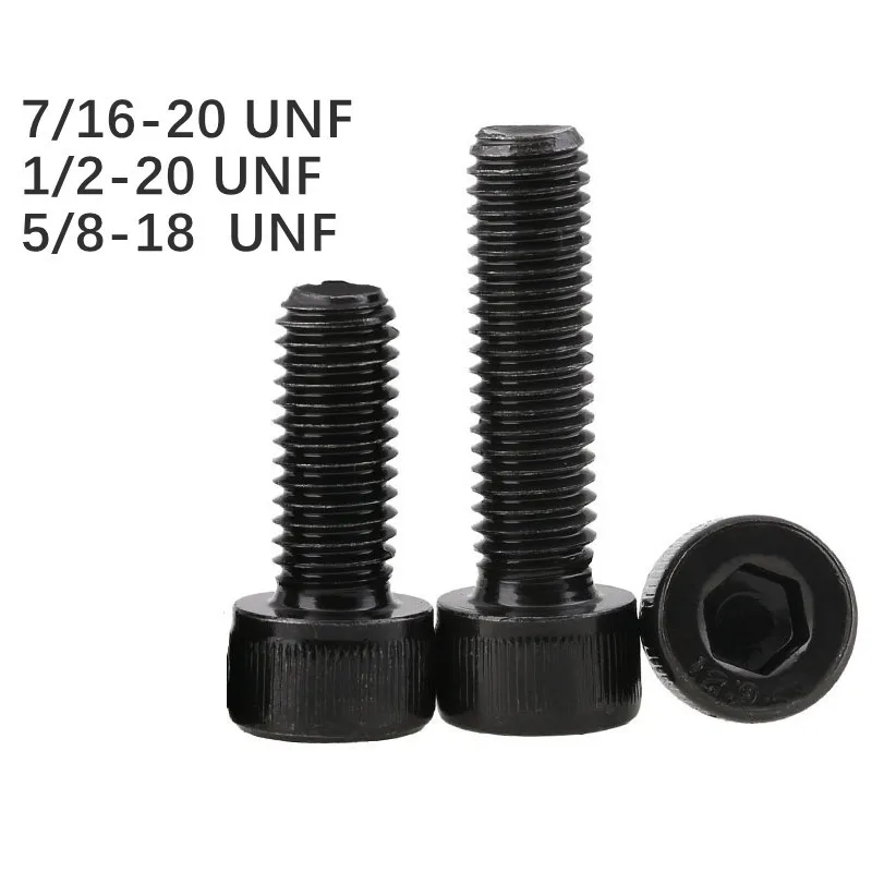 

1 шт. 7/16-20 UNF 1/2-20 UNF 5/8-18UNF американская цилиндрическая головка Шестигранная розетка мелкие зубья Винт класс 12,9