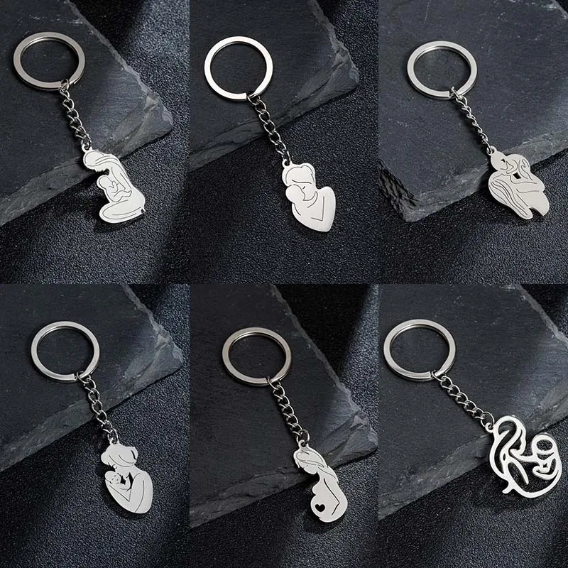 

Брелок Yiustar из нержавеющей стали для грудного вскармливания, кольцо для ключей для семьи, ребенка, новорожденного, беременного, подарок для женщины