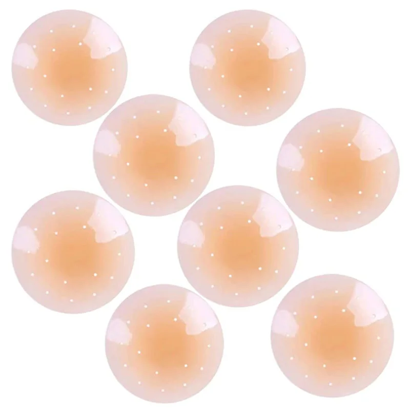 

2pairs Reusable Invisible Self Adhesive Silicone Breast Chest Nipple Cover Bra Pasties Pad Petal Mat Stickers Accessories Women