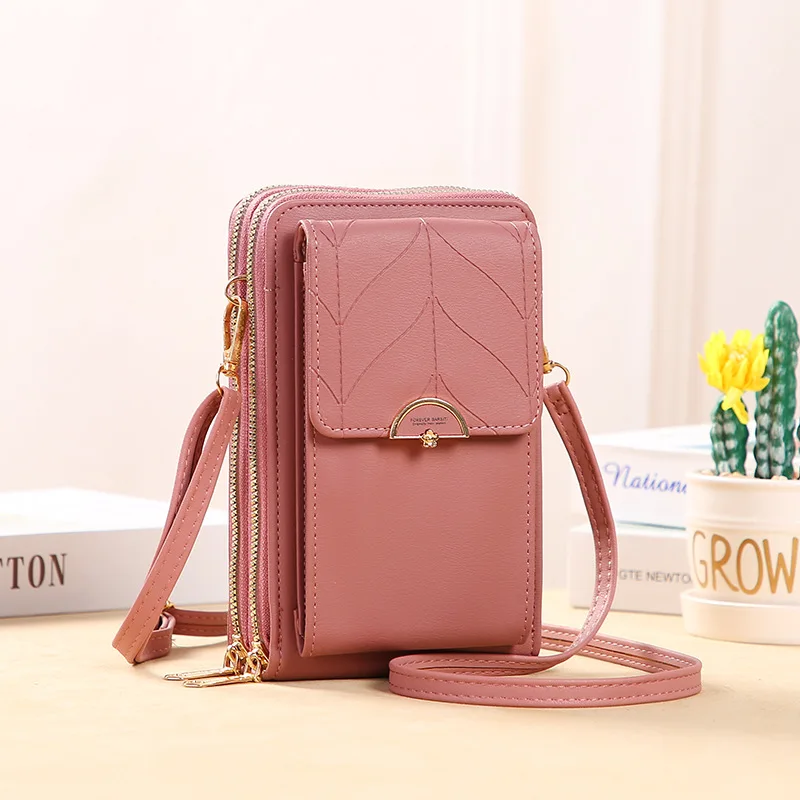 

New Vertical Mini Multicolor Mobile Phone Bag Ladies Wallet Double Layer Large Capacity Multifunctional Shoulder Bag Clutch