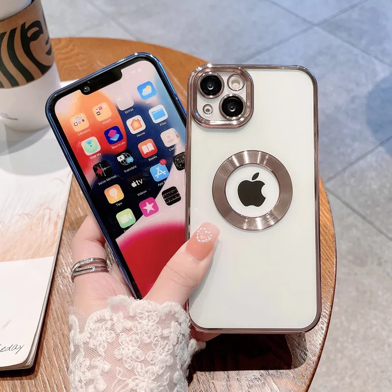 

Electroplated CD Transparent Phone Case for IPhone 11 12 13 Pro Max Clear Logo Luxury Case for IPhone 11 Hollow Lens Protection