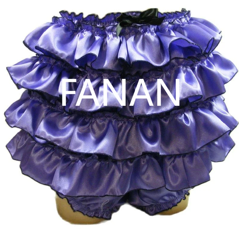 

Adult Giant Baby Sexy Girl Purple Satin Tower Layer Lantern Pants Sissy Home Servant Nightwear Role Playing Customization