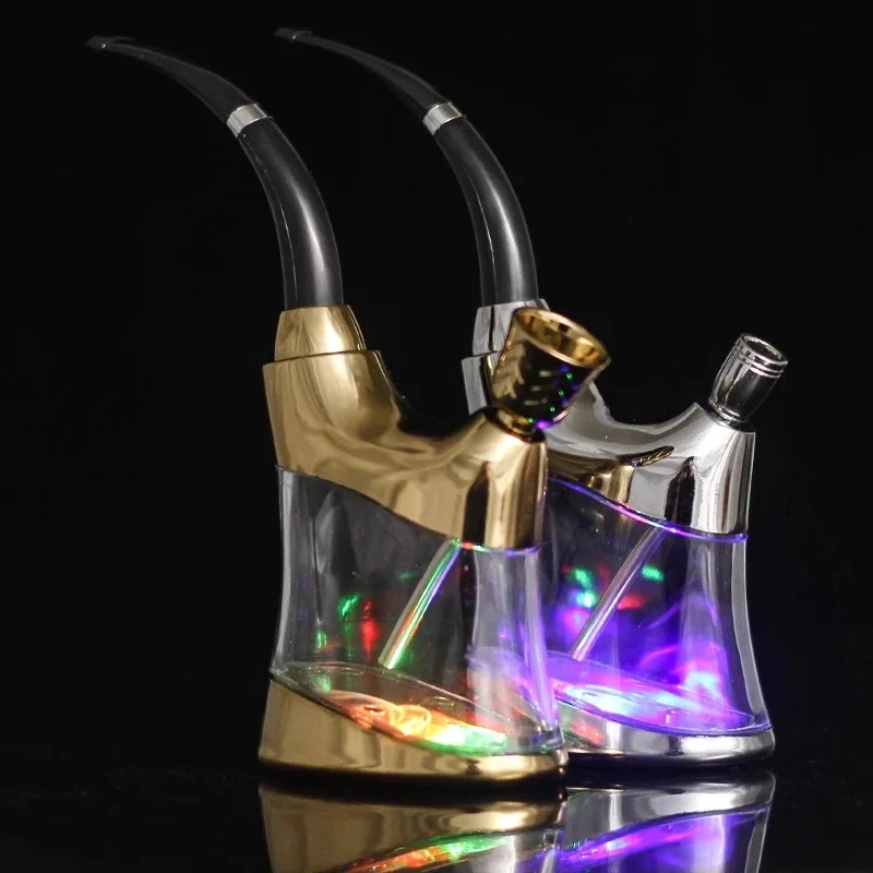 

Water Smoke Bottle Recirculation Filter Men's Dual Use Water Smoke Pipe Portable Double Smoke Pot Health LED Colorful Smoke Pipe
