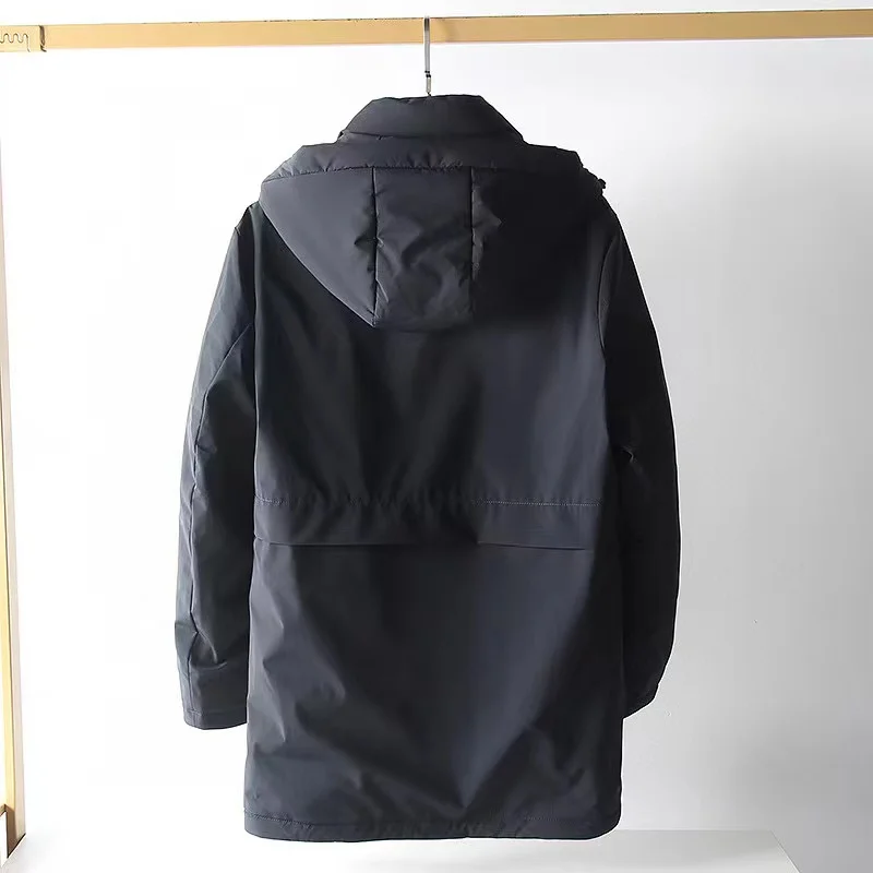 -20 Degrees High Quality Winter Men's Medium Length White Duck Down Jacket Business Casual Hooded Warm Coat