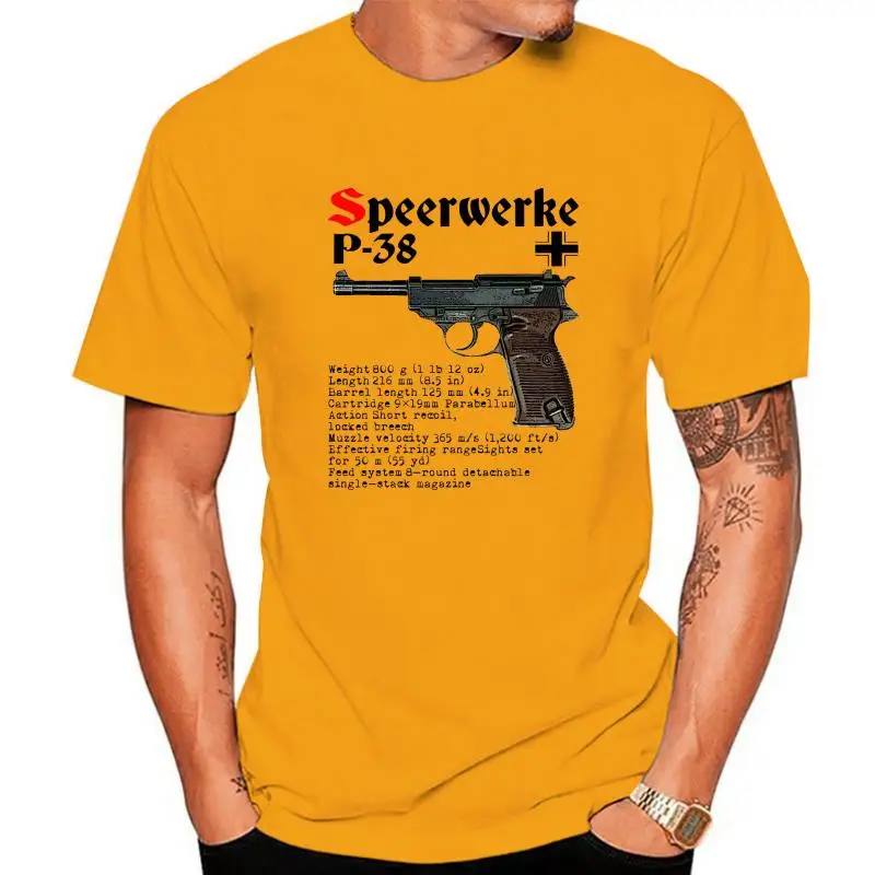 

Новинка 2022 г., футболка с графическим принтом speerwerk P38 GUN, Германия, Вторая мировая война, цвет серый