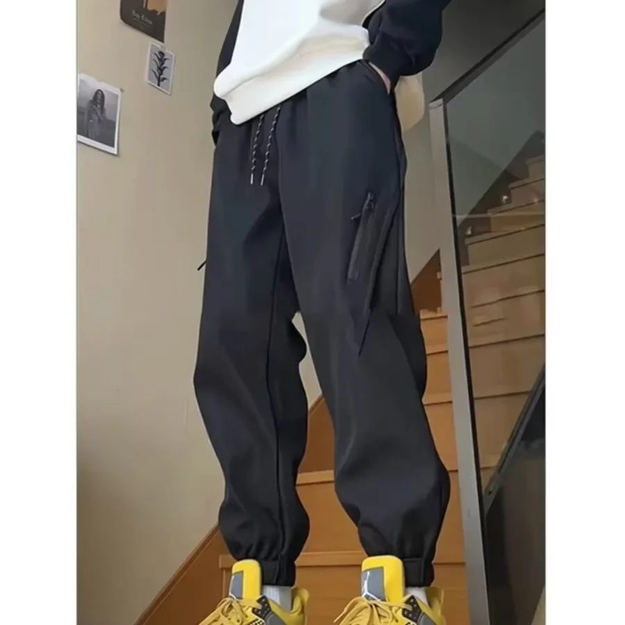 Весенне-осенние повседневные мужские расклешенные брюки из мягкой оболочки