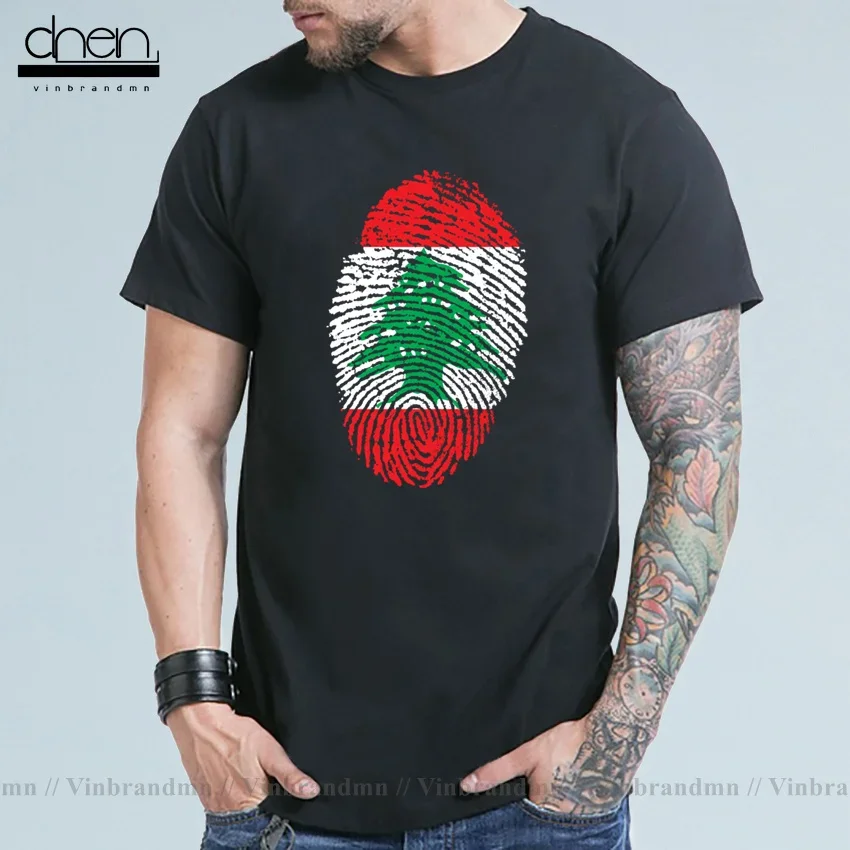 Футболка с отпечатками пальцев флагом Ливана мужская семейная подарочная