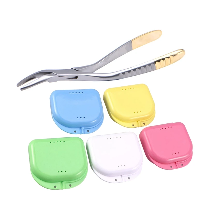 

6 Pcs Accessories: 1 Pcs Minimally Invasive Tooth Extraction Forcep & 5Pcs Retainer Case Mouth Guard Case