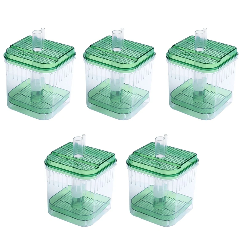 

5X Plastic Square Fish Tank Aquarium Filter Bottom Box Transparent Green
