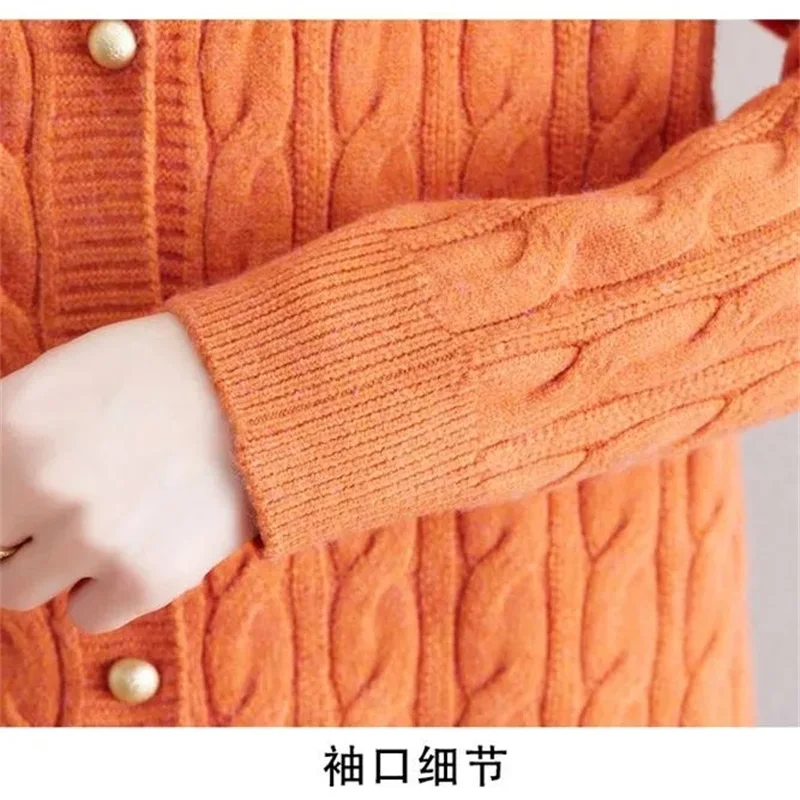 100% норковый кашемировый кардиган свитер Женский вязаный Топ с круглым вырезом и