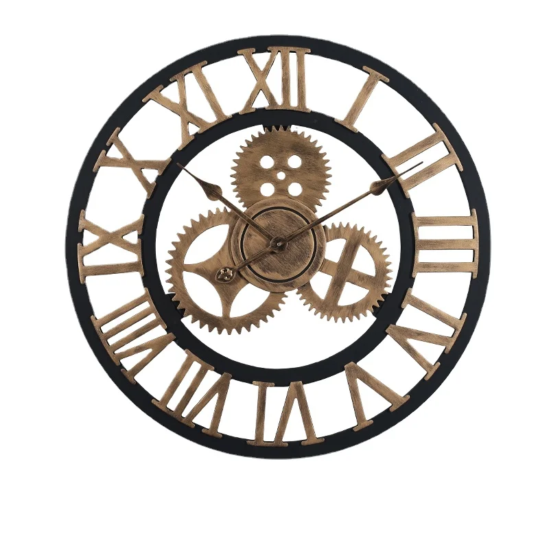 Antique Modern Retro Wall Clock Metal Gear Clocks Mechanical Shabby Chic Saat Wandklok Loft Bar Cafe Living Room Decoration5K575