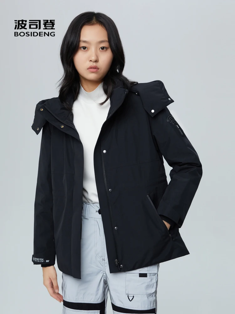 

BOSIDENG 2022 Autumn Women Classic High end Outdoor Lightweight Short Detachable Hat Small Silhouette Down Coat B00132204